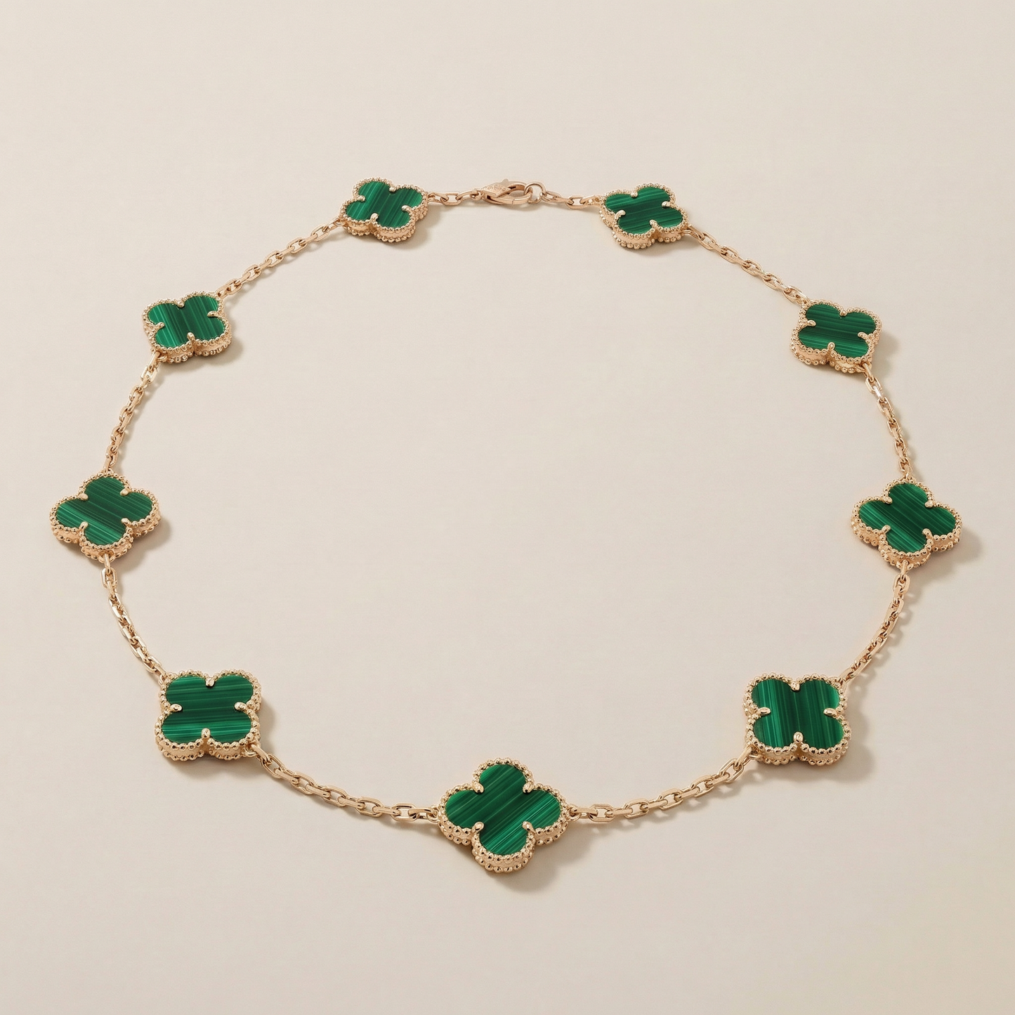 Vintage Alhambra Malachite 10 Motifs Necklace