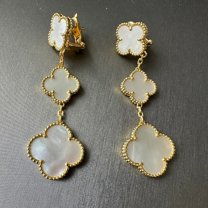Magic Mother Of Pearl 3 Motifs Clover Earrings