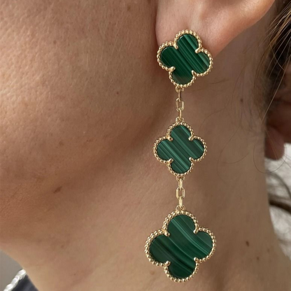 Magic Malachite 3 Motifs Clover Earrings