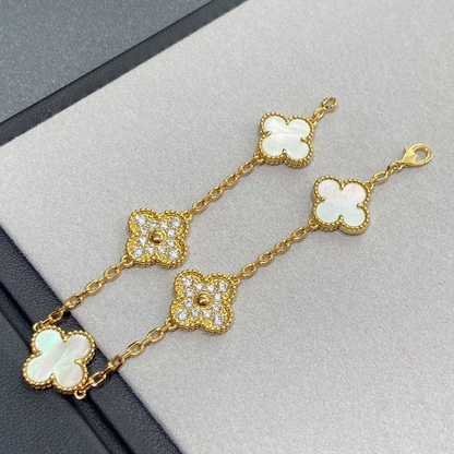 Vintage Five Motifs Mother Of Pearl Mix Bracelet