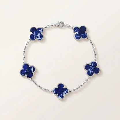 Vintage 5 Motifs Crystal Blue Clover Bracelet
