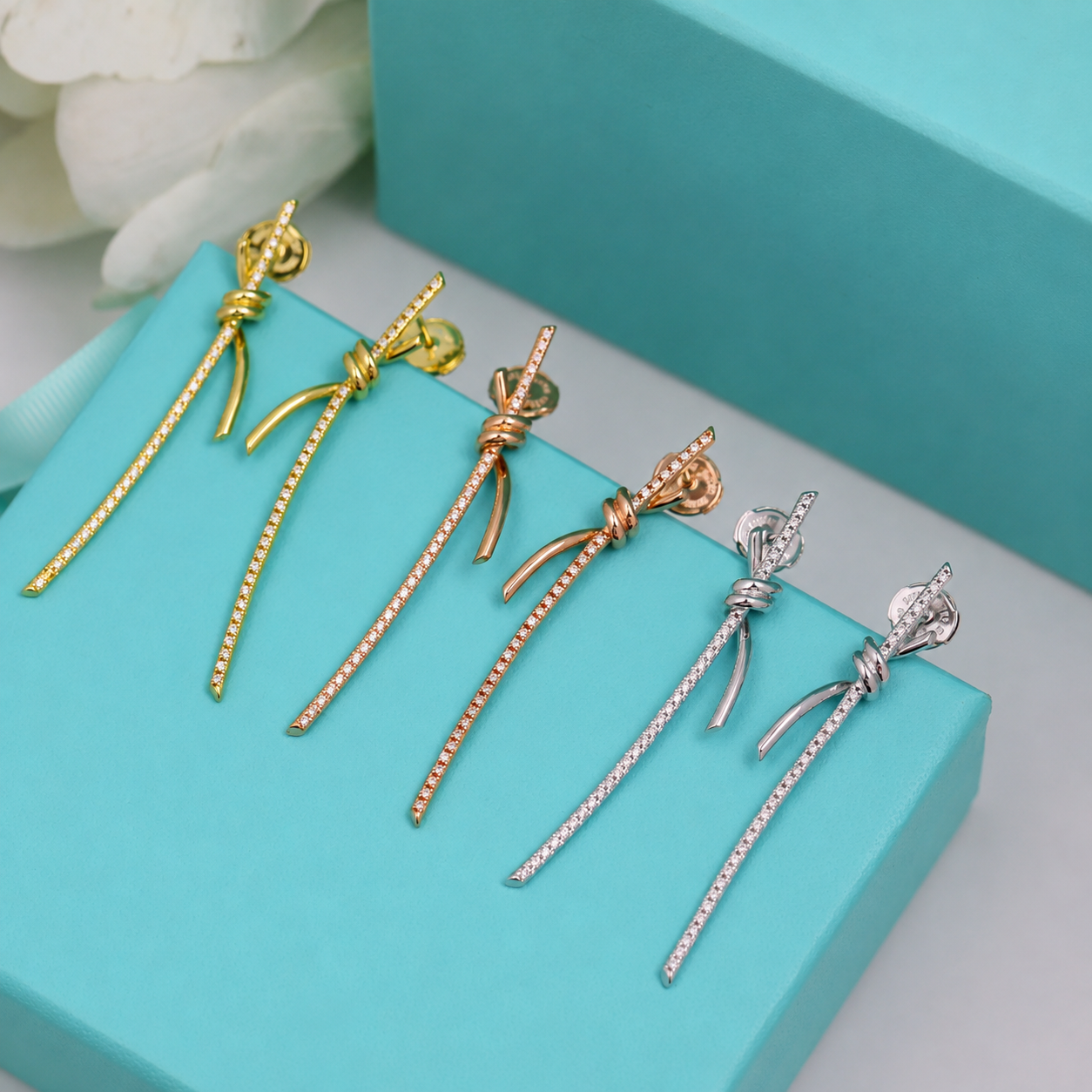 Knot Pavé Drop Earrings
