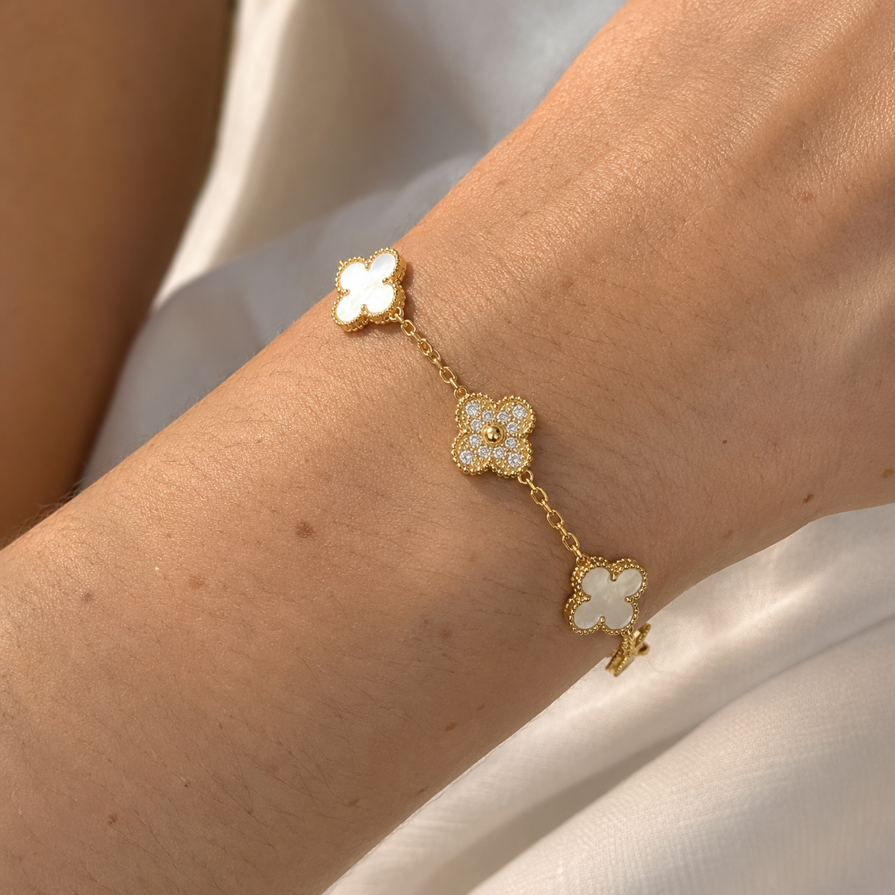 Vintage Five Motifs Mother Of Pearl Mix Bracelet