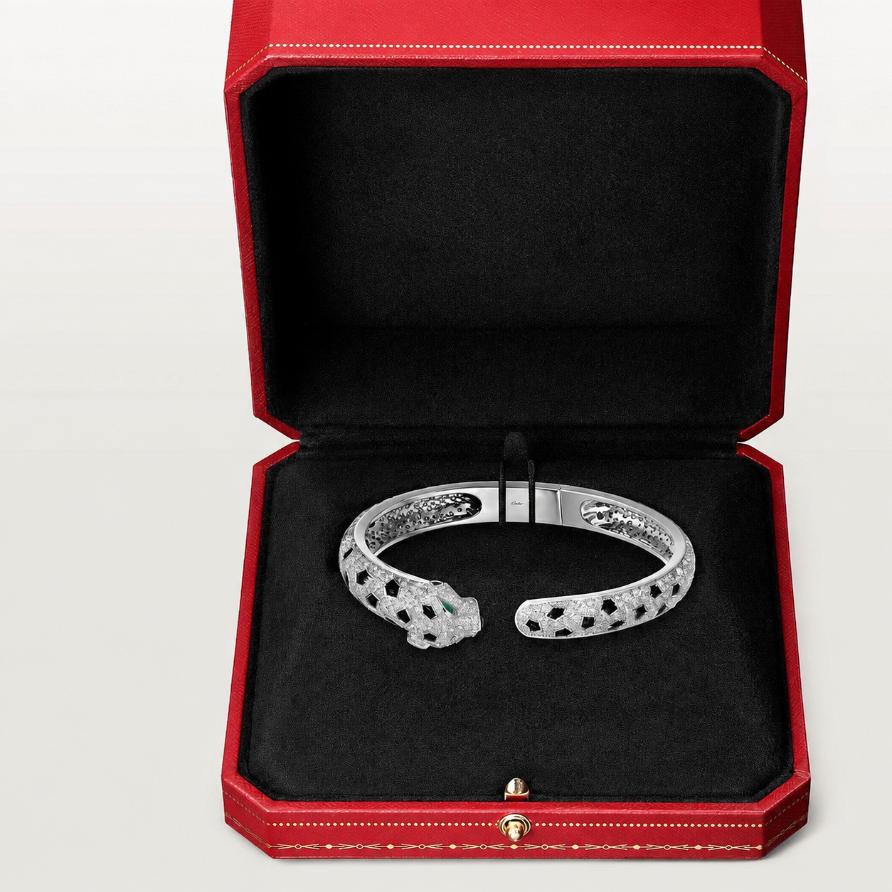 Panthere Pavé Diamonds Open Bangle Bracelet