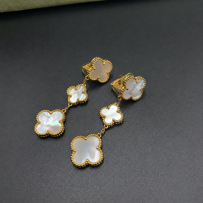 Magic Mother Of Pearl 3 Motifs Clover Earrings