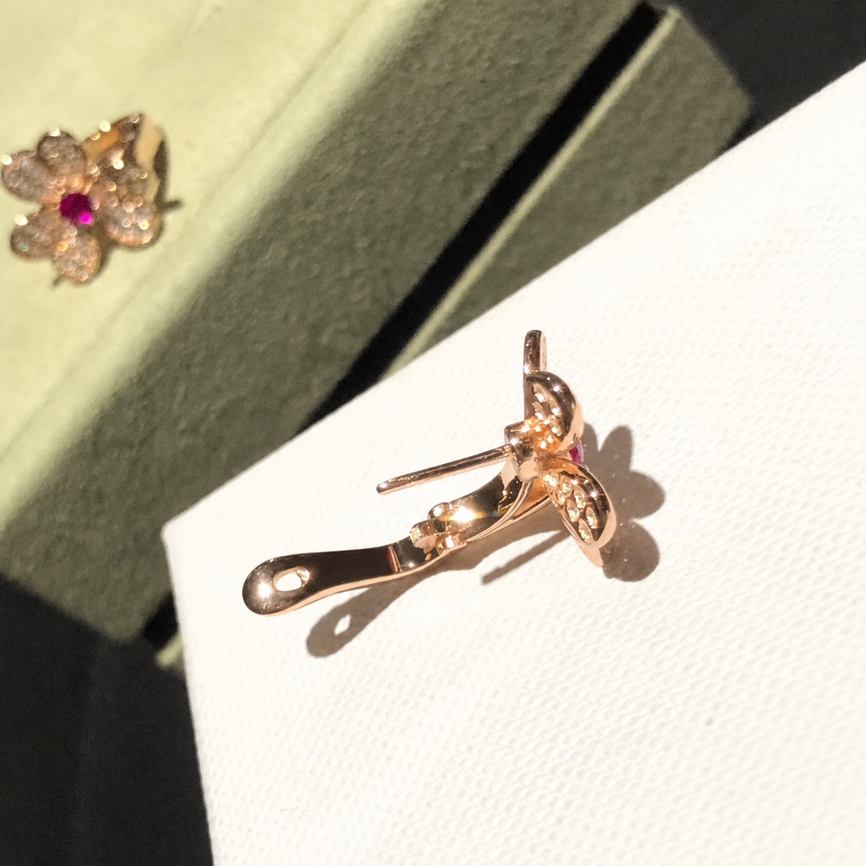 Pink Frivole Small Flower Pavé Diamonds Earrings