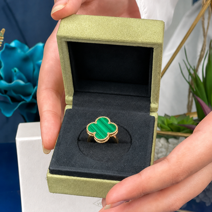 Vintage Clover Malachite Ring