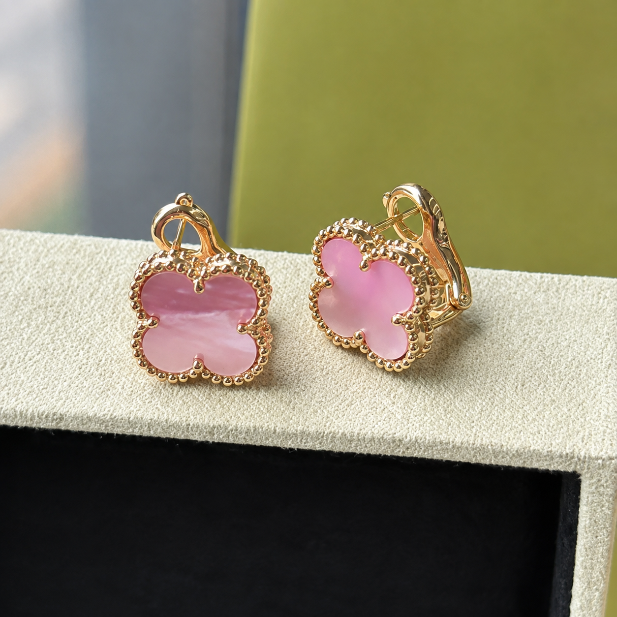Magic Alhambra Pink Opal Earrings