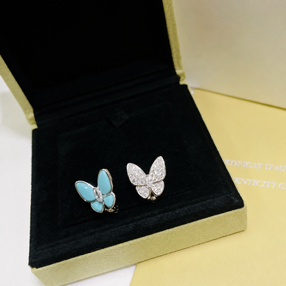 Two Butterfly Turquoise Pavé Diamond Earrings