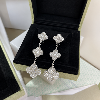 Three Motif Pavé Clover Earrings