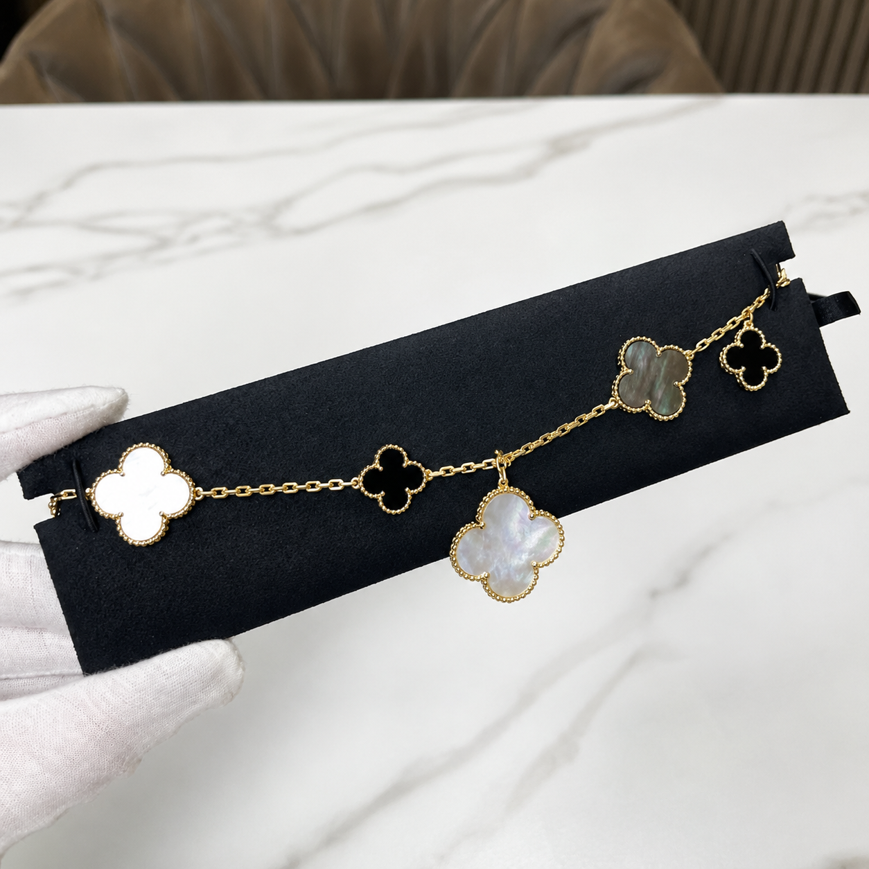 Mother of Pearl Onyx 5 Motifs Bracelet