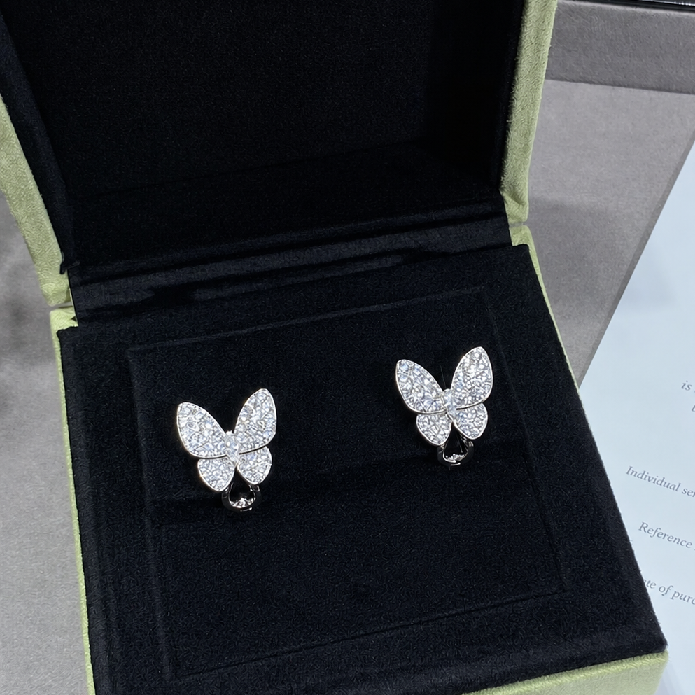 Two Butterfly Pavé Diamonds Earrings