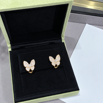 Two Butterfly Pavé Diamonds Earrings