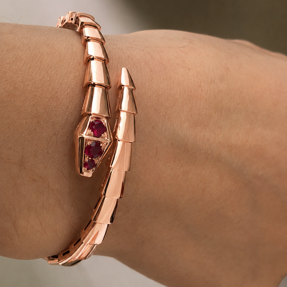 Serpenti Rose Red Stone Double Wrap Bracelet