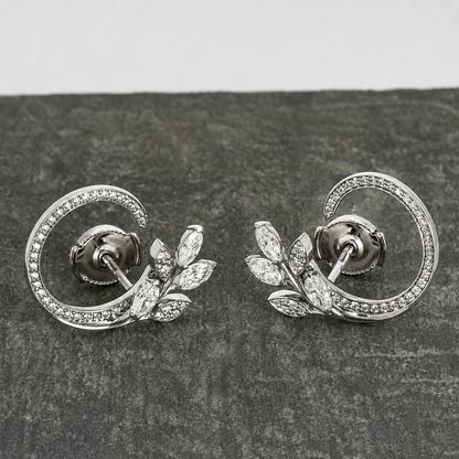 Vine Circle Pavé Diamonds Earrings