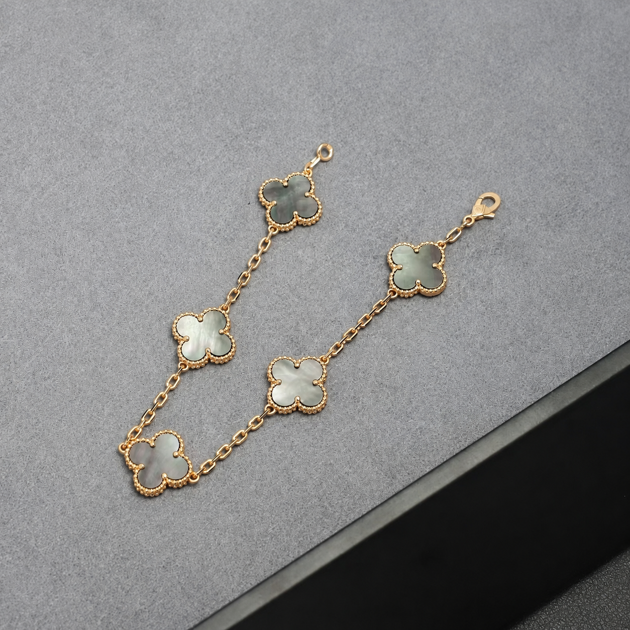 Vintage Five-Motif Black Mother of Pearl Bracelet