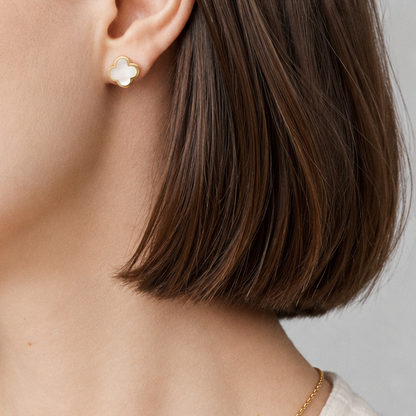 Mother of Pearl Clover Stud Earrings