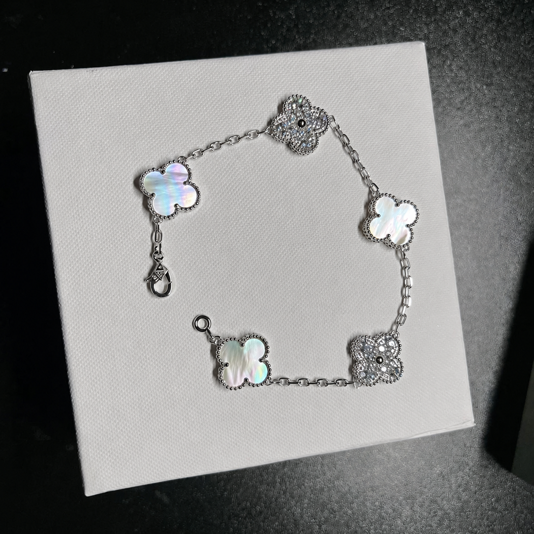 Vintage Five Motifs Mother Of Pearl Mix Bracelet
