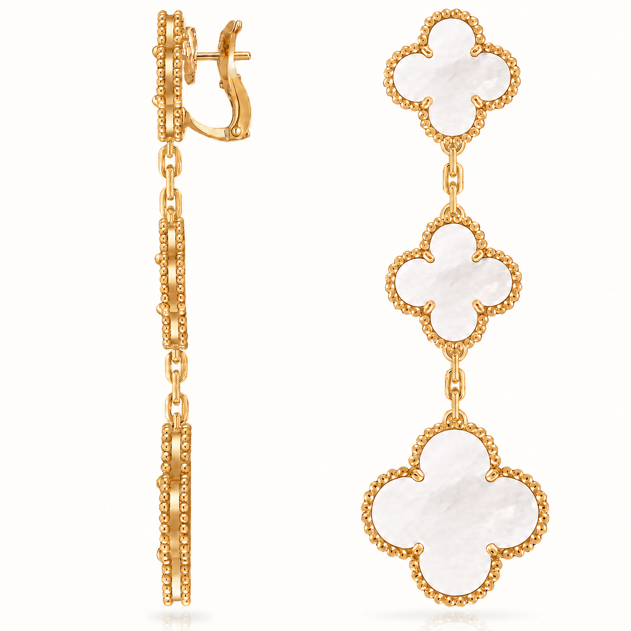 Magic Mother Of Pearl 3 Motifs Clover Earrings