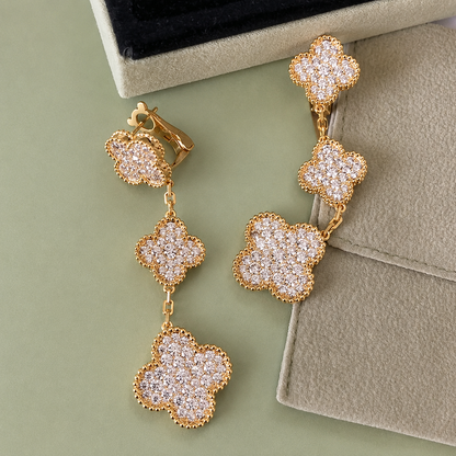 Three Motif Pavé Clover Earrings