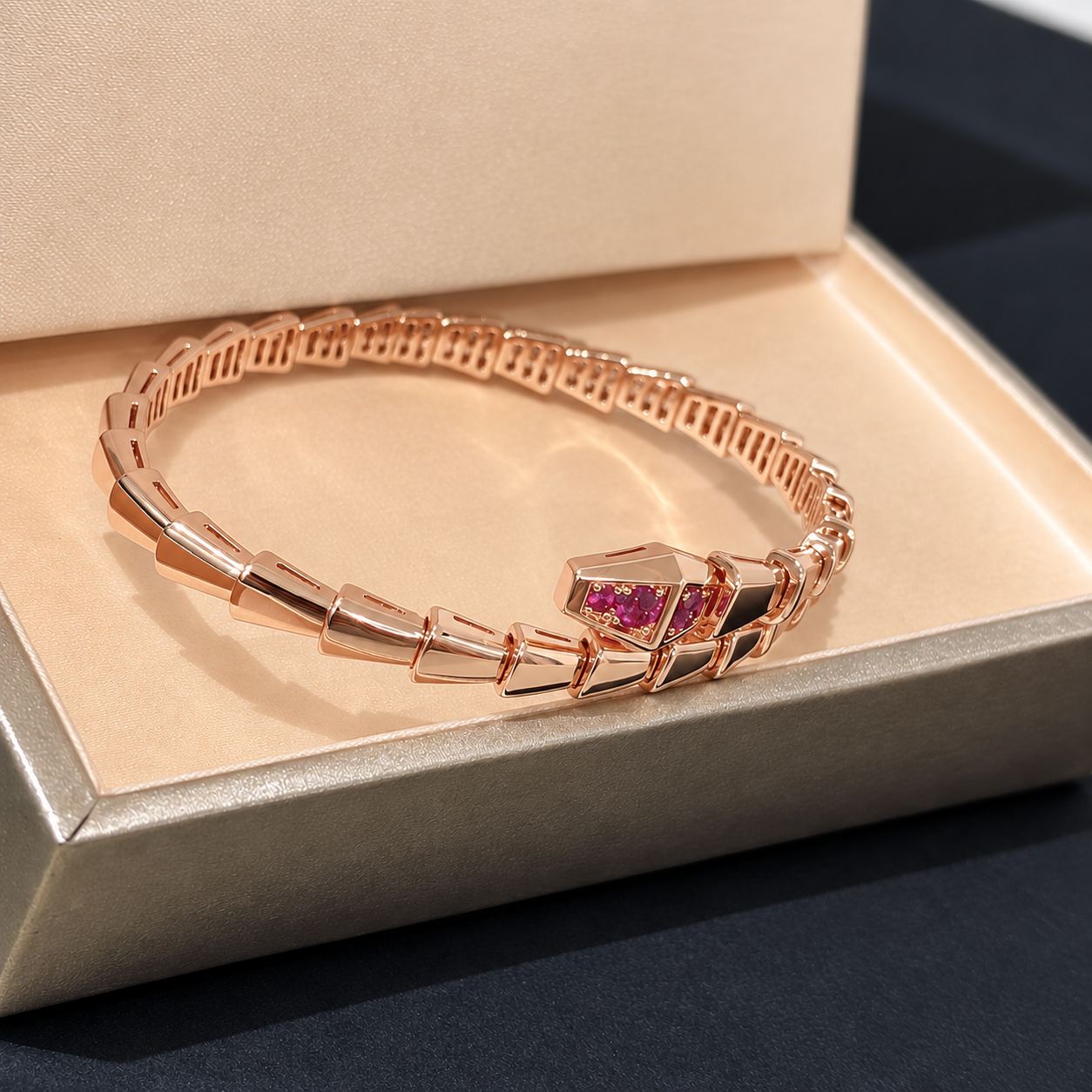 Serpenti Rose Red Stone Double Wrap Bracelet