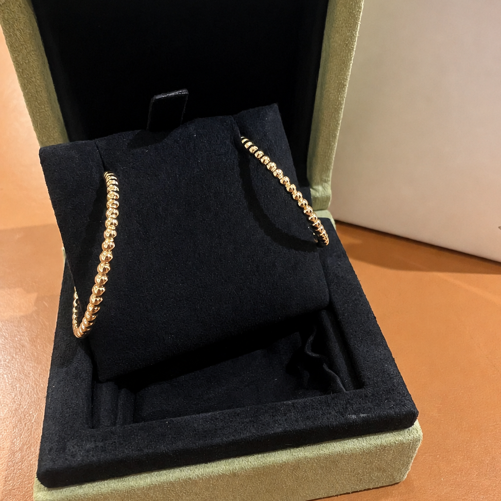 Small Gold Bead Hoop Earrings