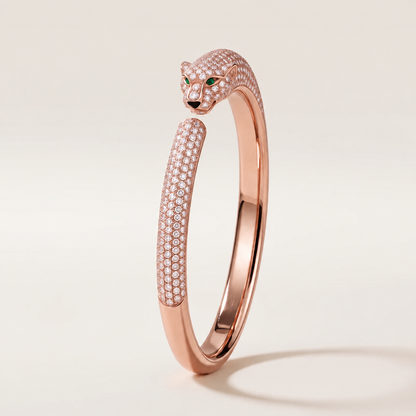 Panthere Pavé Diamond Head Open Bangle Bracelet