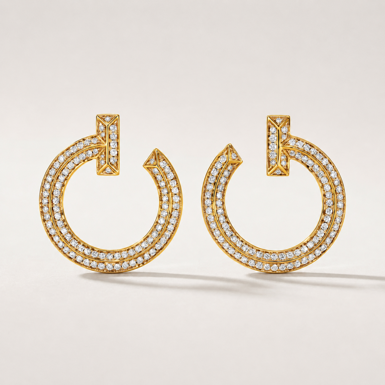 T T1 Open Pavé Hoop Earrings