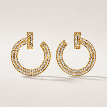 T T1 Open Pavé Hoop Earrings