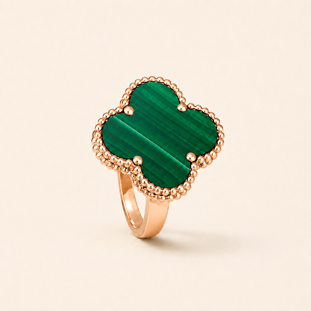 Vintage Clover Malachite Ring