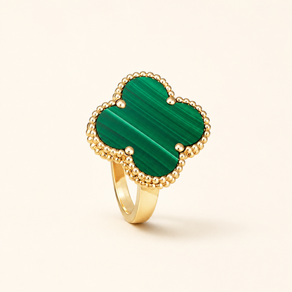 Vintage Clover Malachite Ring