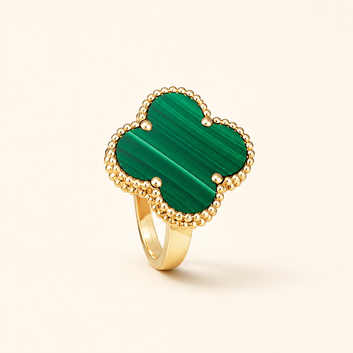Vintage Clover Malachite Ring