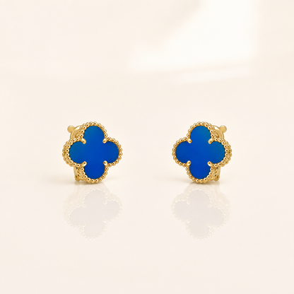 Vintage 1 Motif Blue Agate Earrings
