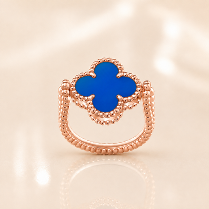 Vintage Clover Blue Agate Ring