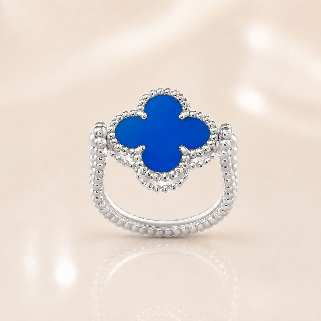 Vintage Clover Blue Agate Ring