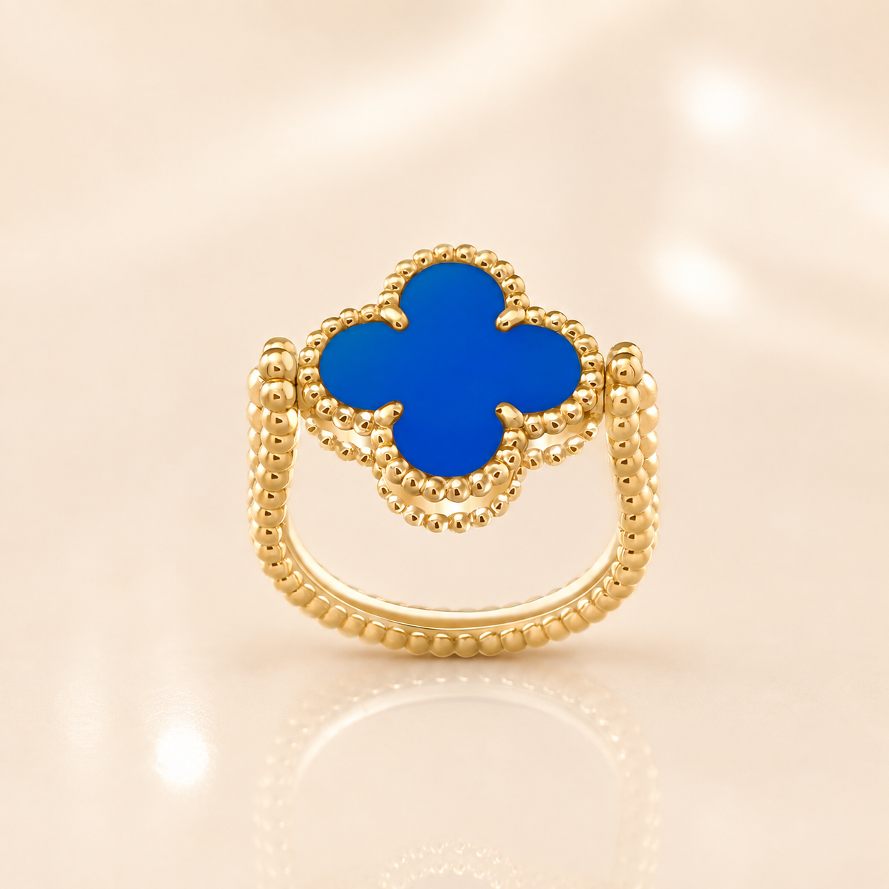 Vintage Clover Blue Agate Ring