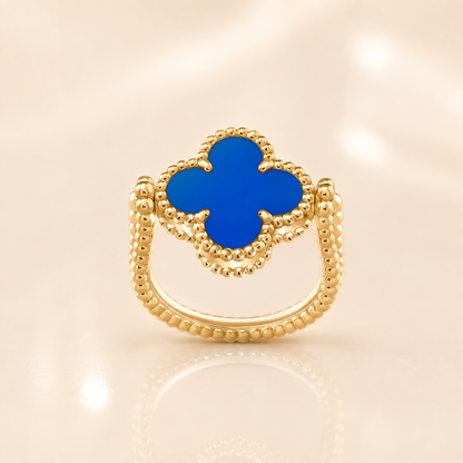 Vintage Clover Blue Agate Ring