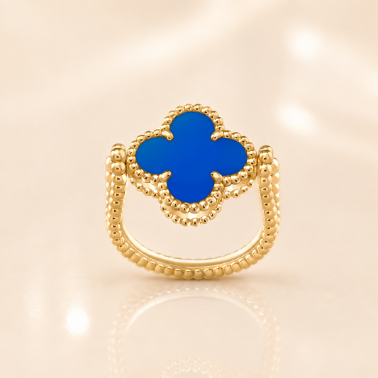 Vintage Clover Blue Agate Ring