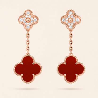 Vintage 2 Motif Red Stone Mix Earrings