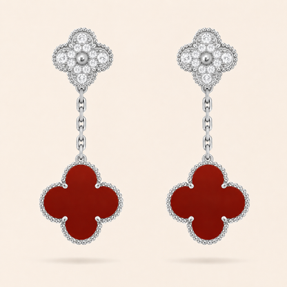 Vintage 2 Motif Red Stone Mix Earrings