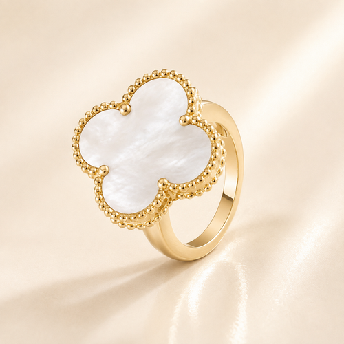 Vintage Clover Mother Of Pearl Ring