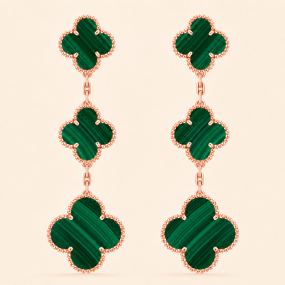 Magic Malachite 3 Motifs Clover Earrings