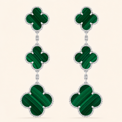 Magic Malachite 3 Motifs Clover Earrings