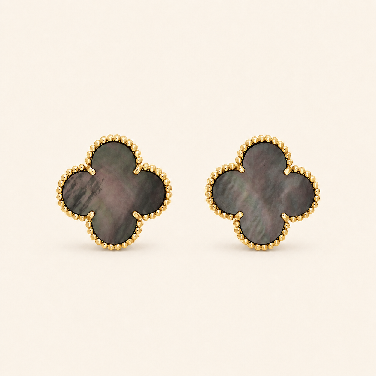 Vintage Black Mother of Pearl Guilloche Earrings