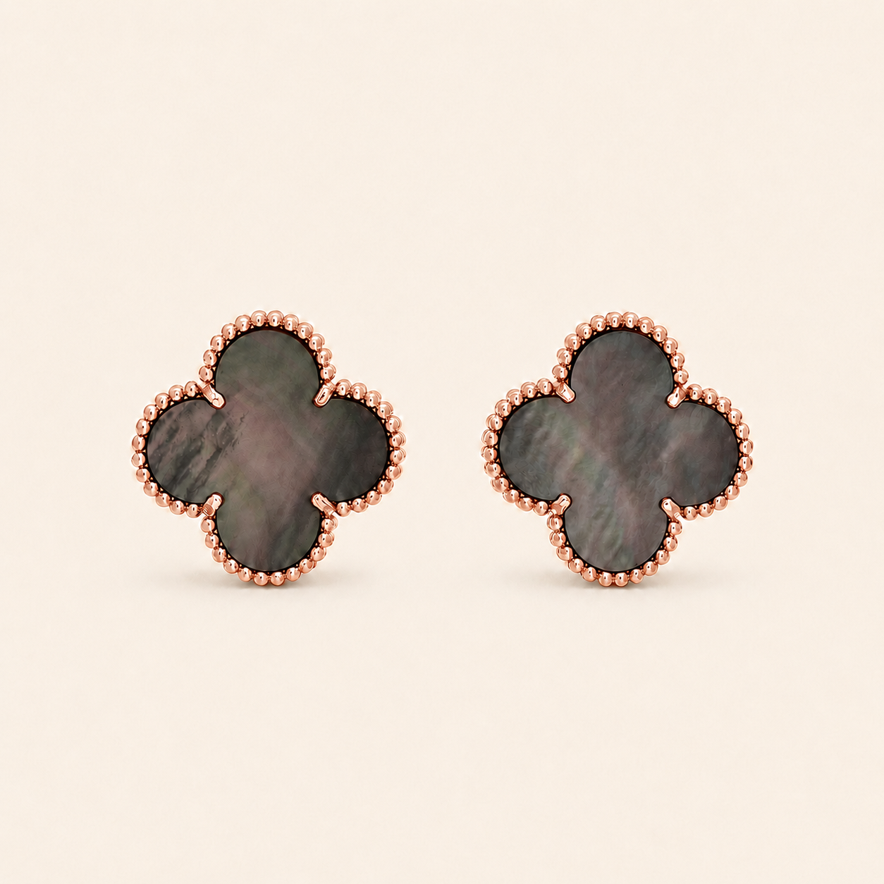 Vintage Black Mother of Pearl Guilloche Earrings