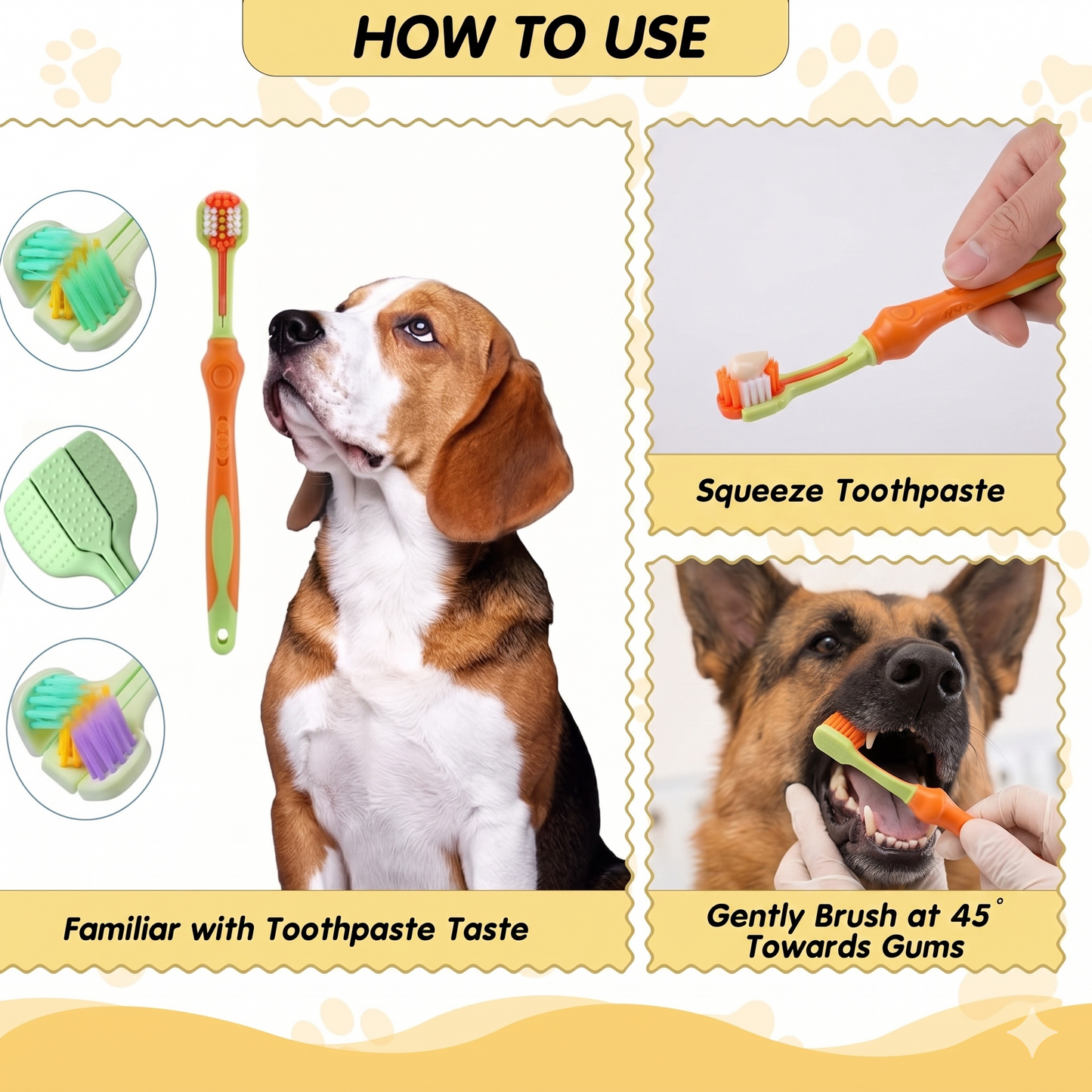 Pet Toothbrush Set for Dogs & Cats – Soft Bristle Oral Cleaning Kit for Fresh Breath & Healthy Teeth