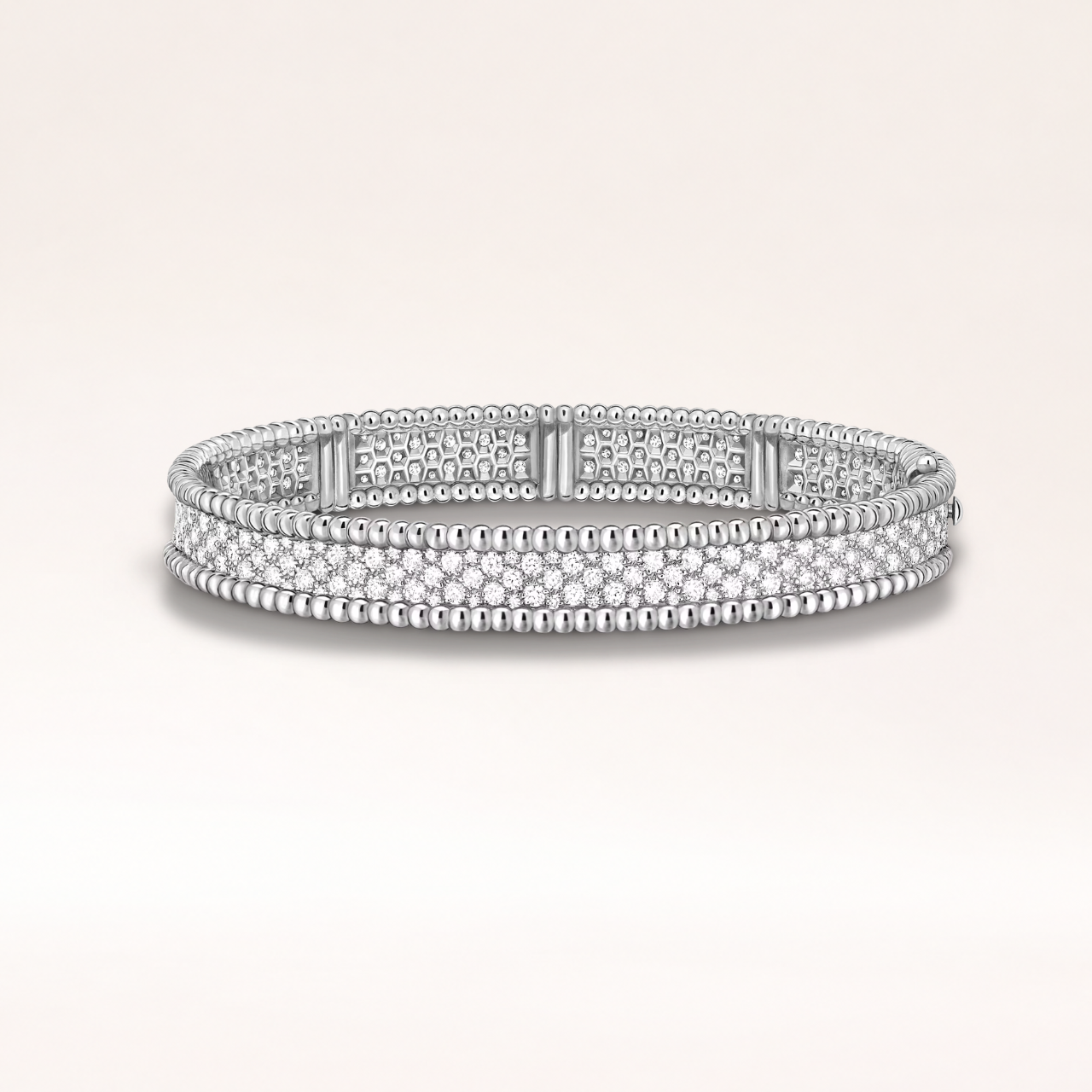 Three Row Pavé Beaded Bracelet Medium Model