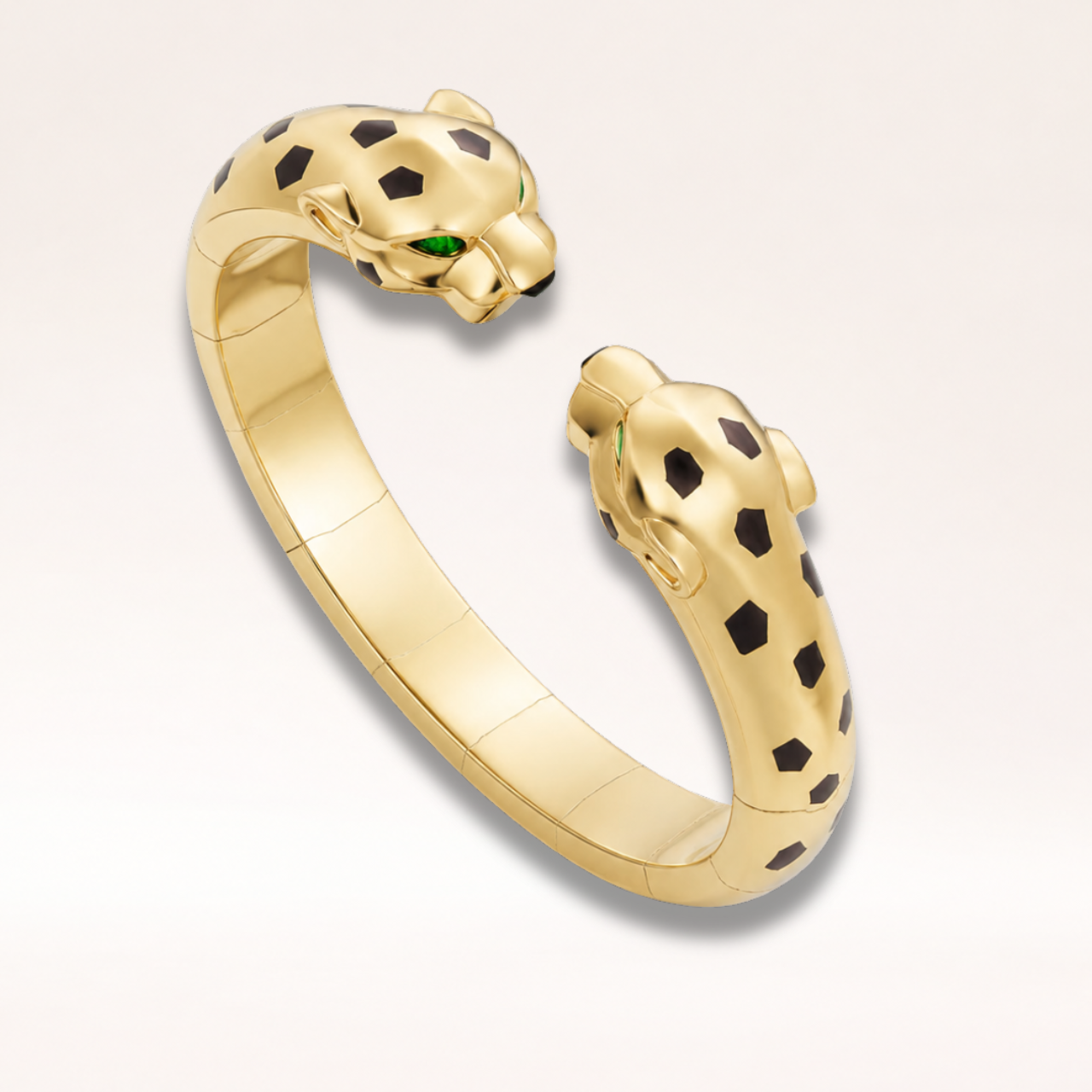 Articulated Leopard Head Open Bangle Bracelet