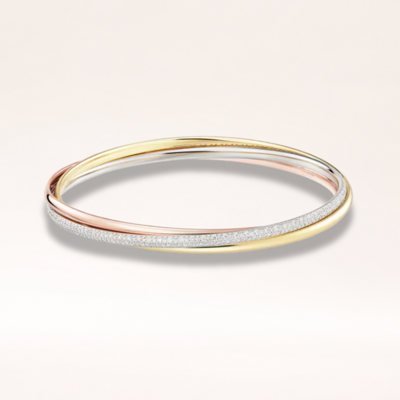 Three Tone Half Pavé Bracelet Small Model