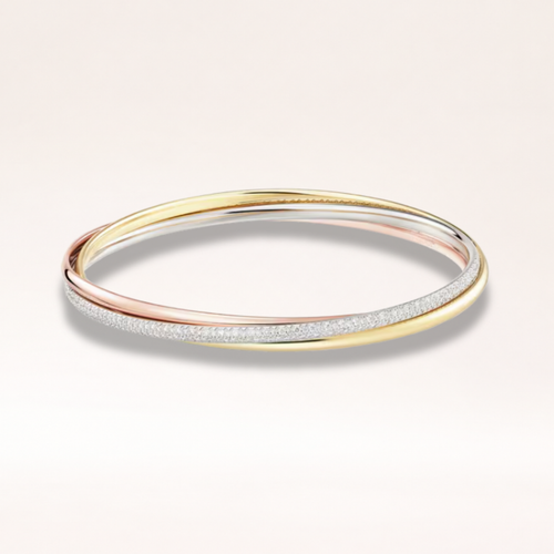 Three Tone Half Pavé Bracelet Small Model